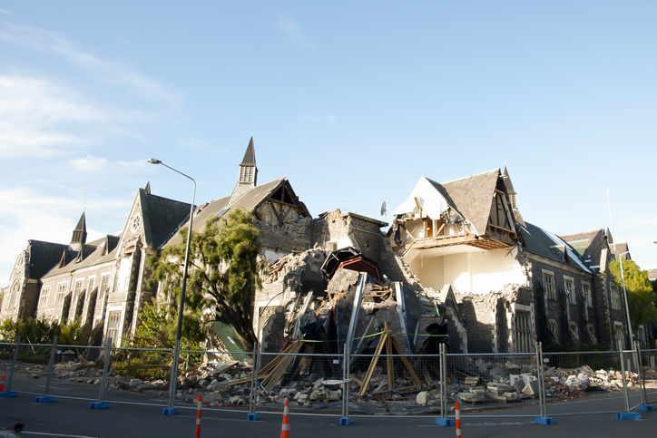 Collapsed building in the 2011 Christchurch earthquake